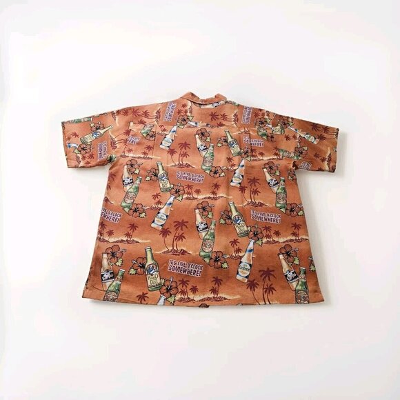 Big Dogs Shirt Men L Orange Hawaiian SS It's Five O'Clock Somewhere! Print Beach - Picture 2 of 12